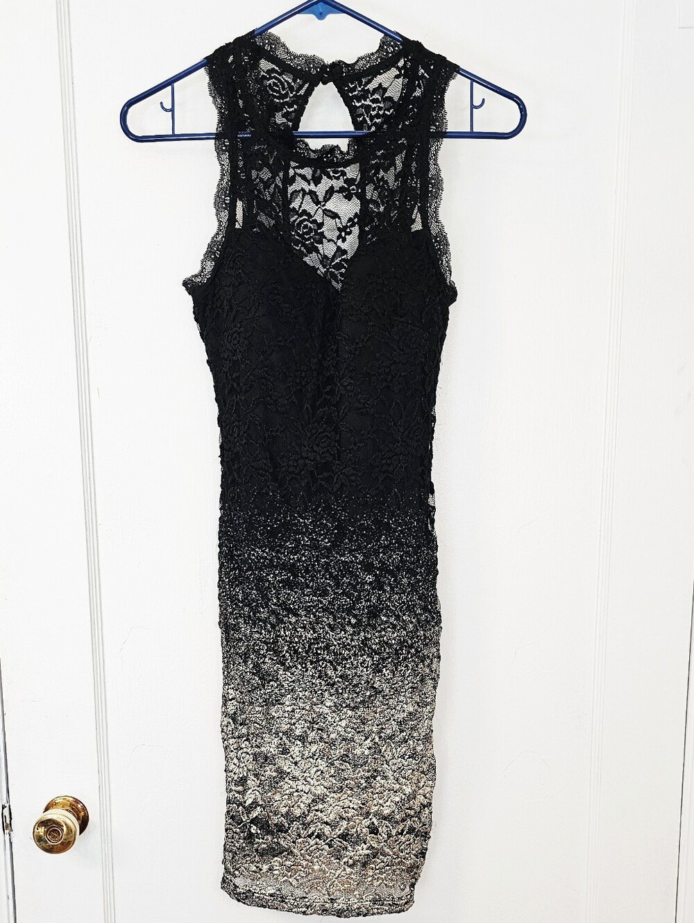 B. Darlin Black & Gold Lace Dress